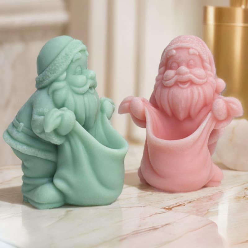 Ren Shan Santa Claus Scented Candle Silicone Mold DIY Christmas Decoration Gnome Resin Plaster Mold
