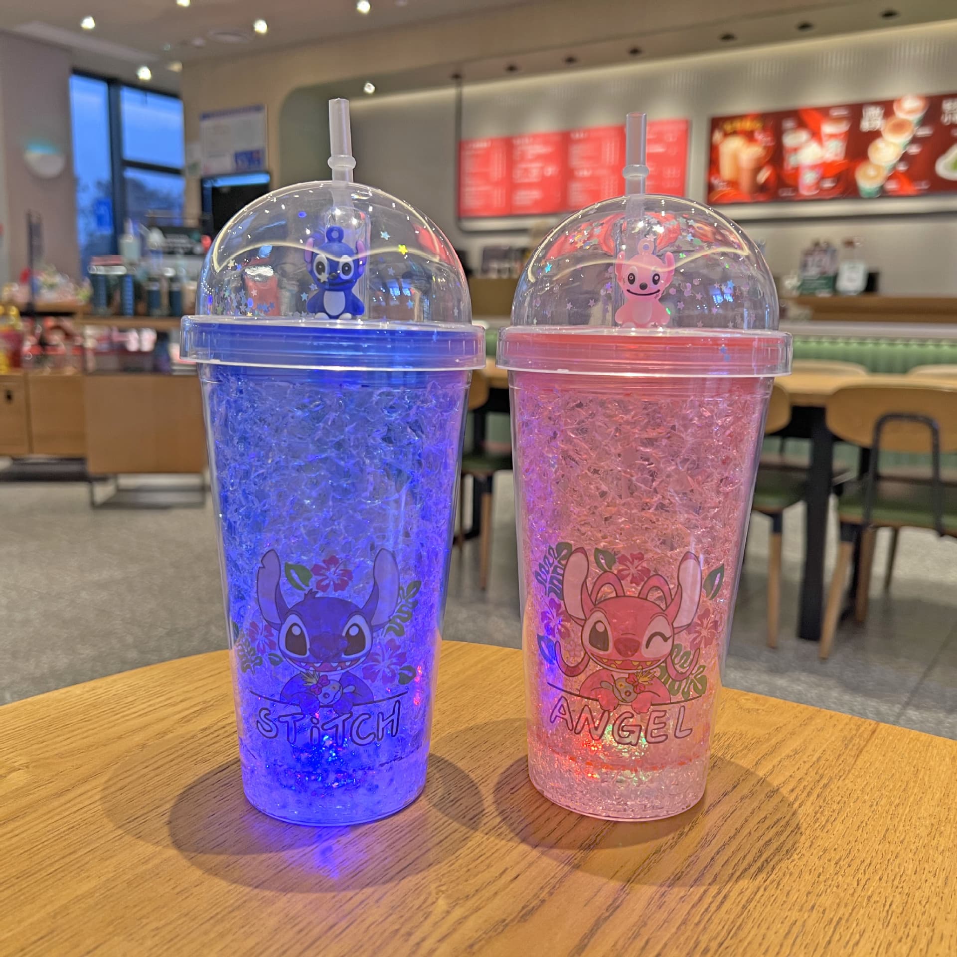 New Cartoon Double Layer Plastic Cup with Straw, Children's Summer High Aesthetic Value Trendy Straw Water Cup