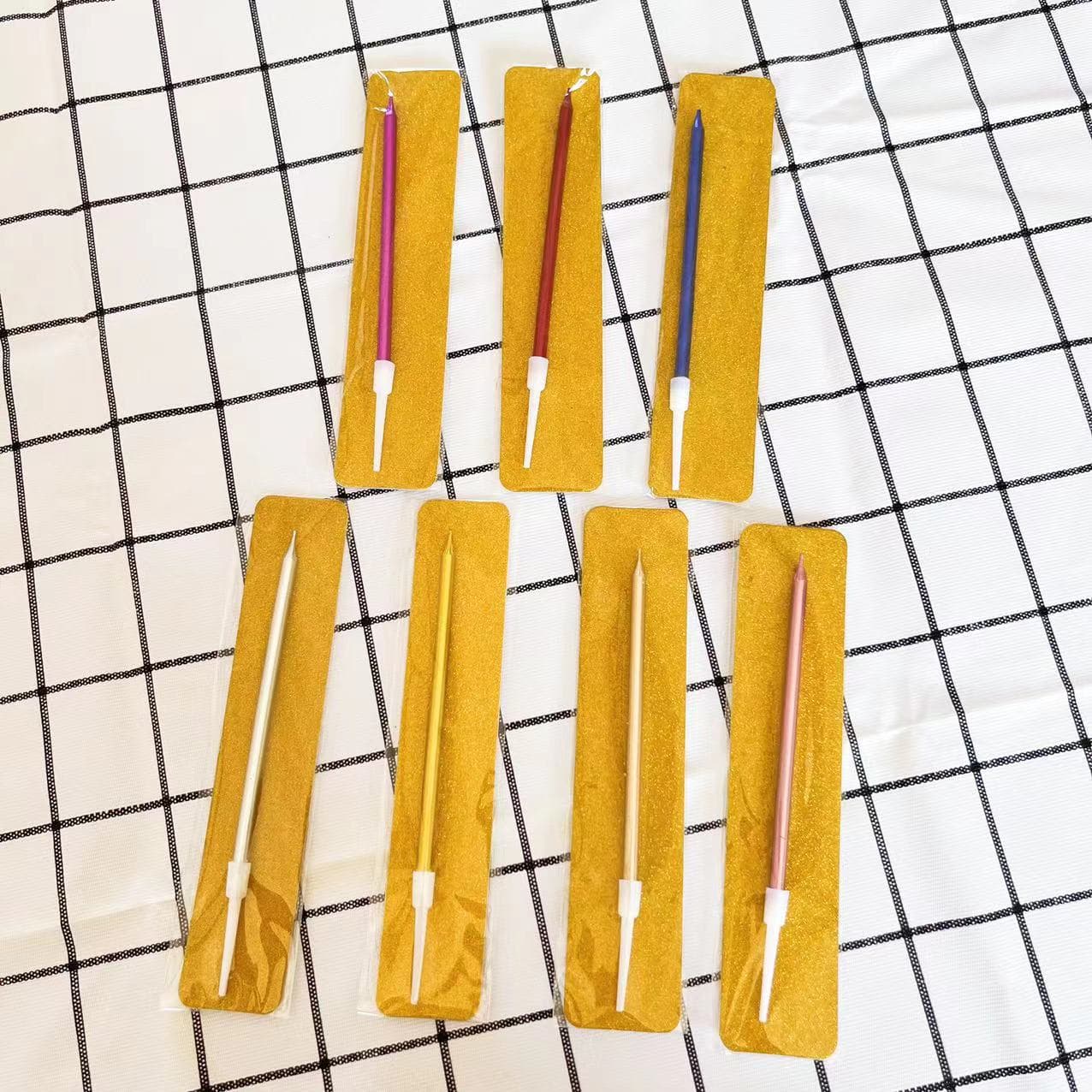 Single gold-plated pencil wax individually packaged colorful birthday cake decoration surprise wish birthday candle free shipping