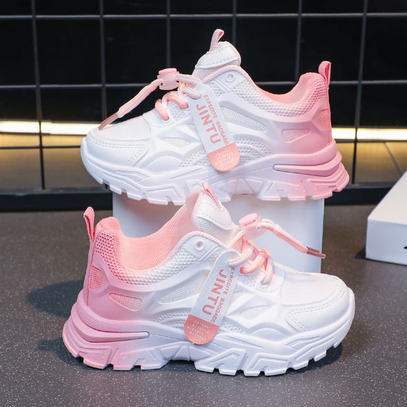 2025 Spring/Autumn New Boys Lightweight Dad Sneakers Kids Fashion Soft Sole White Shoes Girls Casual Sports Shoes Trendy