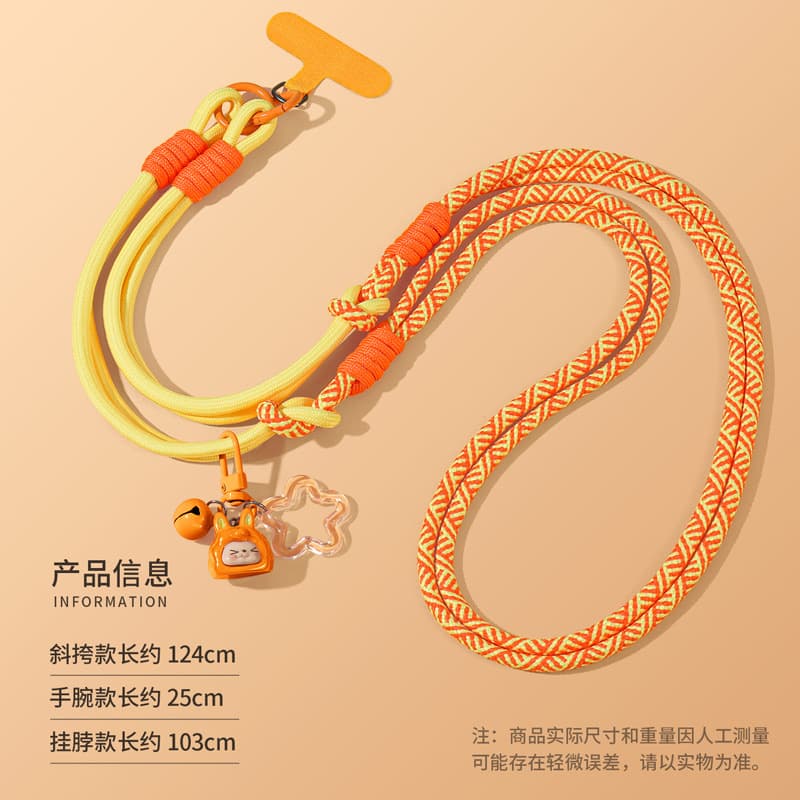 Phone Lanyard Strap with Clip, Adjustable Crossbody Neck Strap, 3-in-1 Cartoon Pendant Anti-Loss Durable Cord