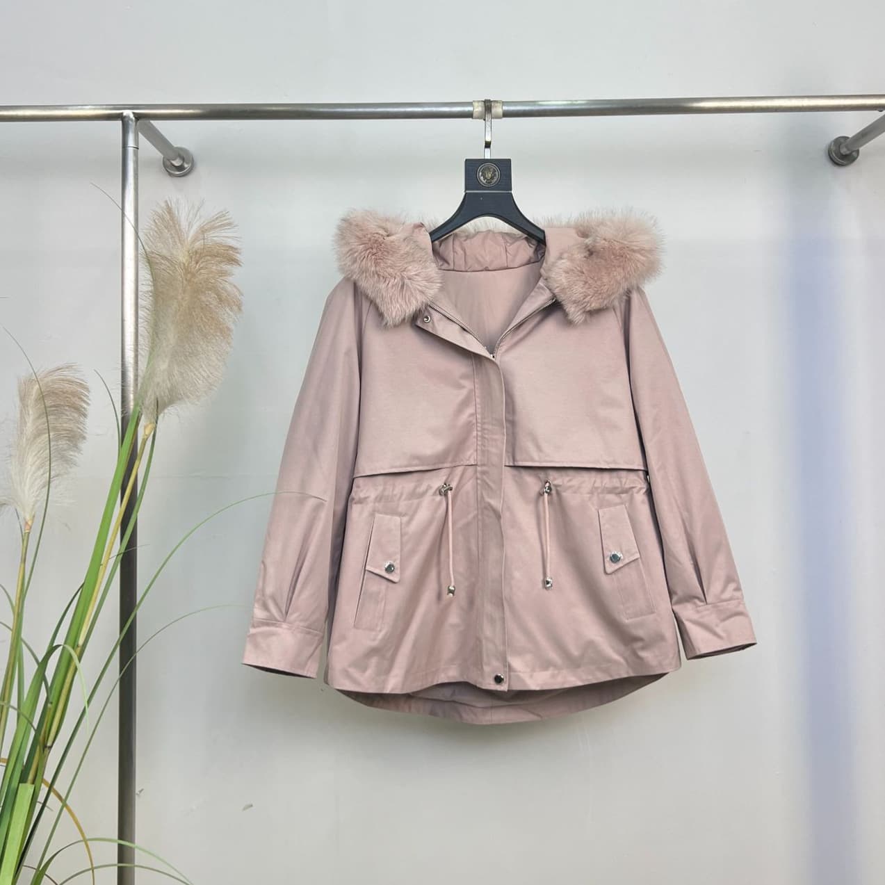 Winter New Parka Fur Women's Coat Detachable Fox Fur Collar Rabbit Fur + Goose Down Lining Waist-Cinching HS271