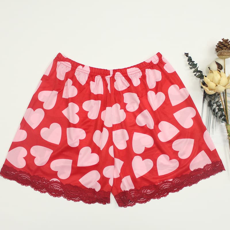 Cross-border Printed Shorts Sleep Shorts Women Summer 2025 Thin Knit Lace Trim Export Home Pajamas