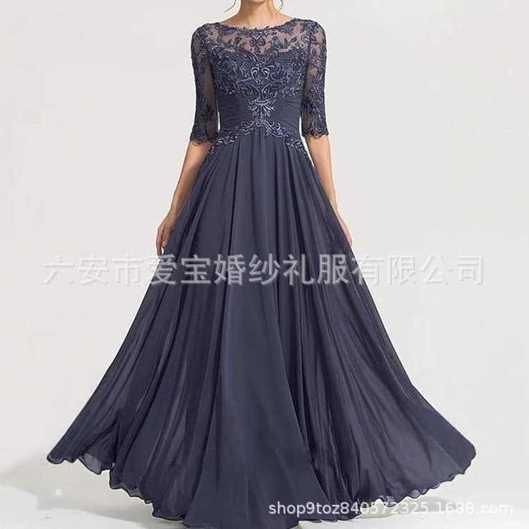 European and American Foreign Trade Dresses 2025 New Women's Lace Dress Long Formal Evening Gown Ball Party Dress