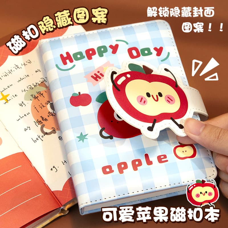 Apple PU Magnetic Buckle Notebook 2025 New High Appearance Diary Detachable Loose-Leaf A6 Hand