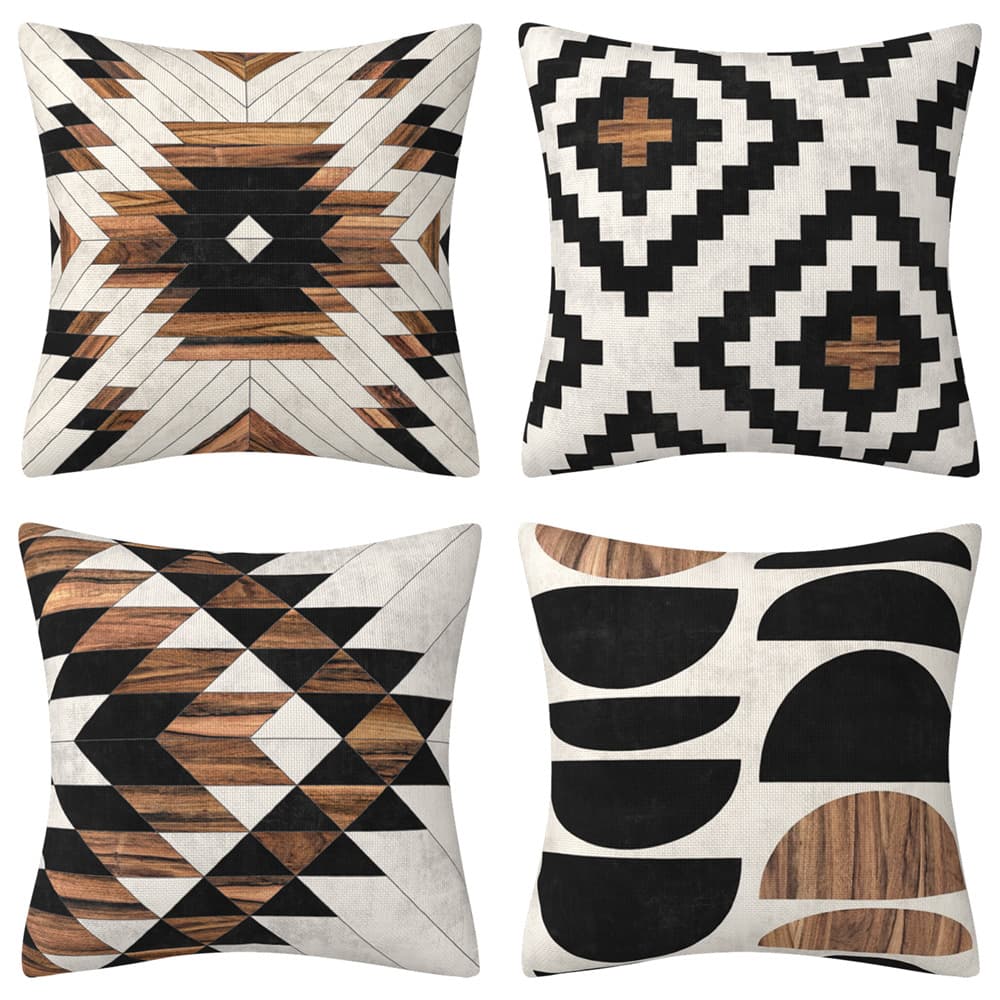 Trending Cross-Border Geometric Abstract Wood Texture Throw Pillow Cover Modern Home Decoration Cushion Sofa Pillow Cover Outdoor