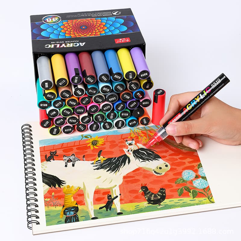 Acrylic Marker 36 Colors Single Color Available Cross-Border EU Standard Authentic Water-Based Non-Fading Stone Marker Pen