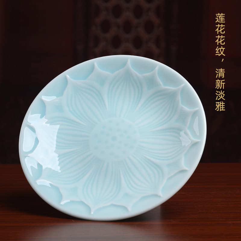 Daiyutang Offering Plate Ceramic Fruit Plate Bowl for Living Room Home Altar Buddha High-Footed Offering Tray