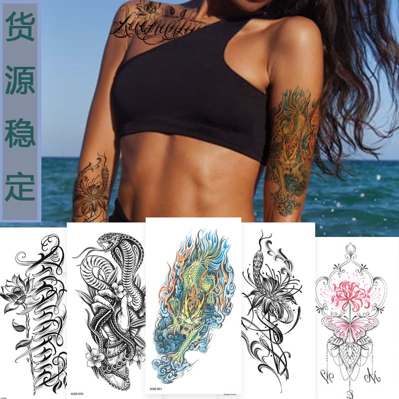 Cross-border Source New Tattoo Stickers Arm Tattoo Stickers Disposable Totem Waterproof Half Arm Disposable TATTOO