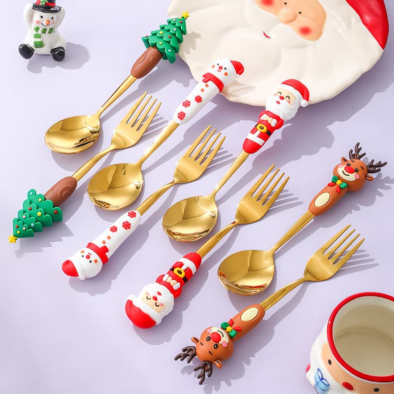 Cross-border Christmas spoon Santa Claus doll spoon ins fork cartoon cute Christmas gift Christmas spoon