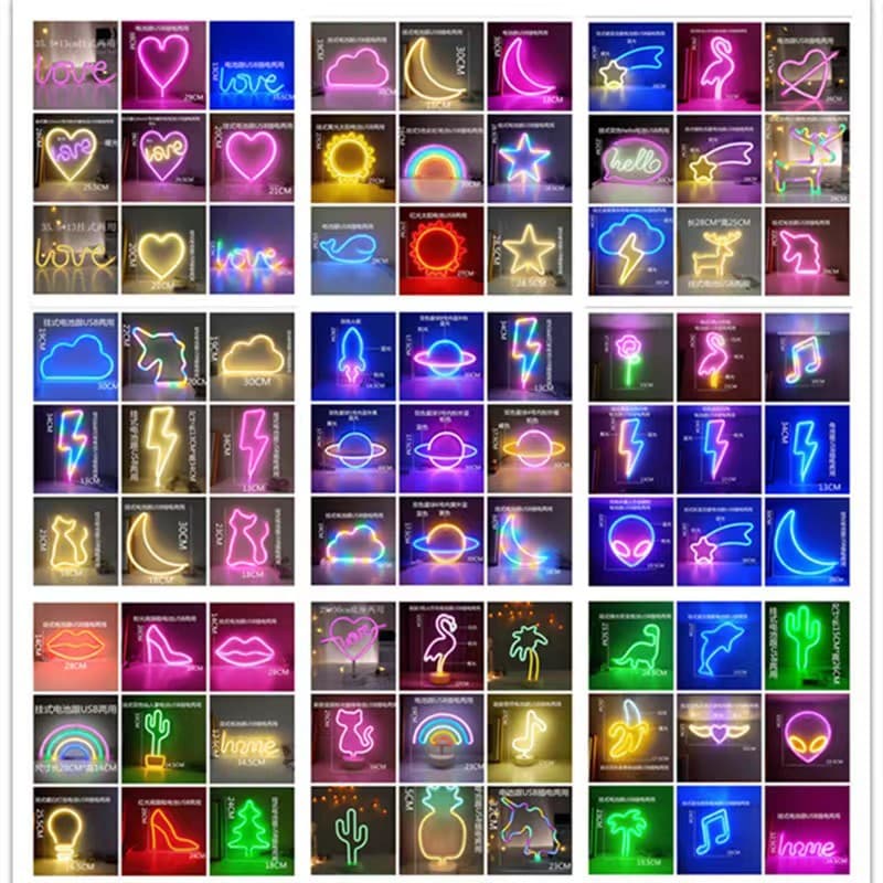 Spot LED Night Light Neon Girl Proposal Cactus Bedroom Background Layout LOVE Letter Shaped Lamp