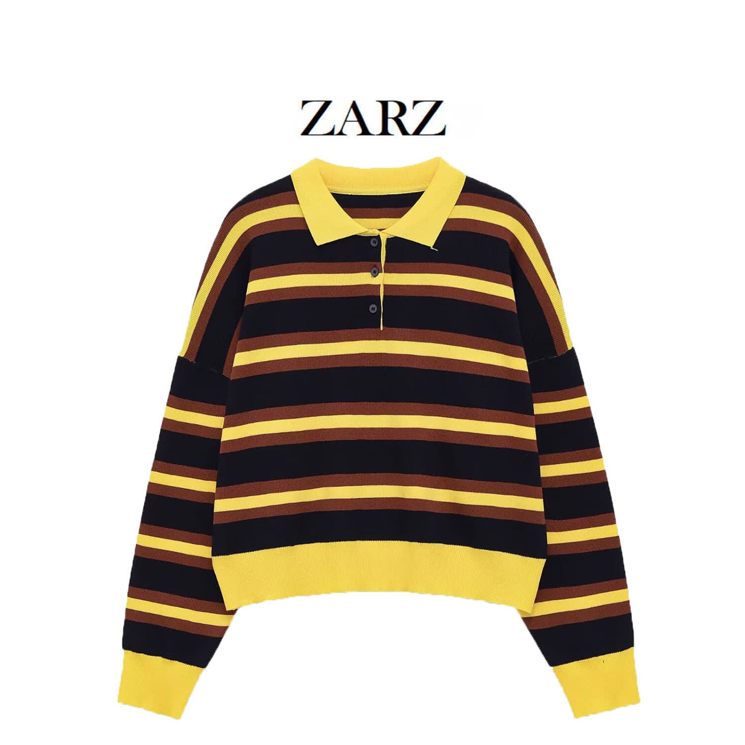 ZARZ homemade European and American style new women's clothing Western style versatile long-sleeved POLO collar sweater 5536214