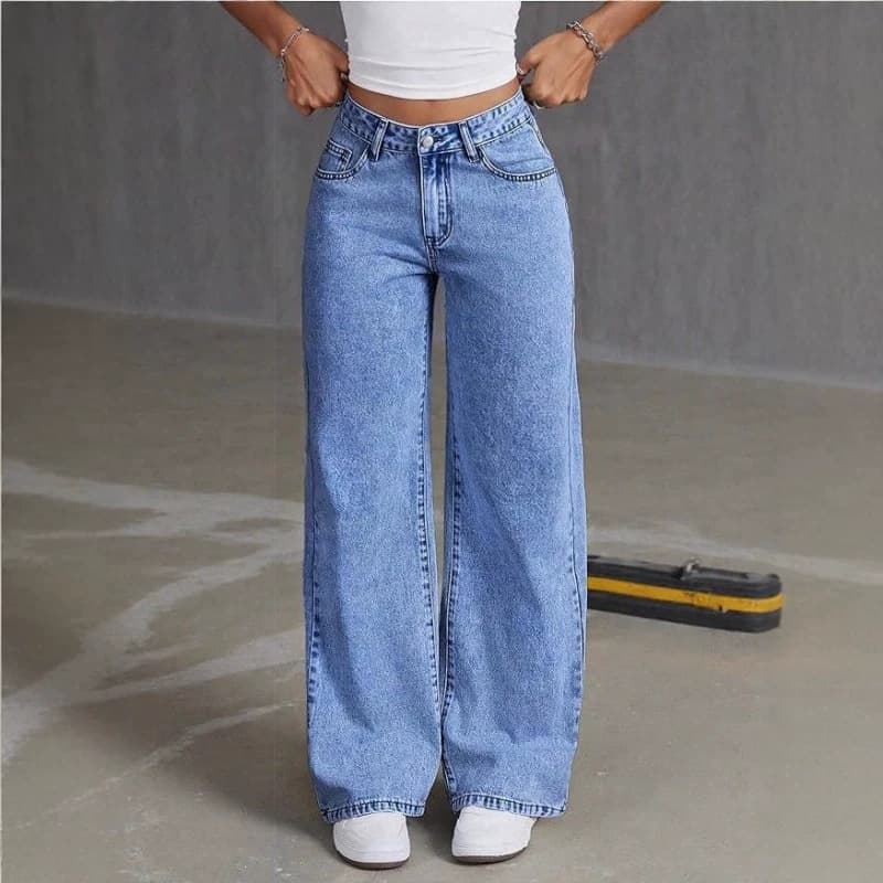 European and American cross-border 2026 spring and autumn women's foreign trade AliExpress Amazon casual straight wide-leg solid color jeans