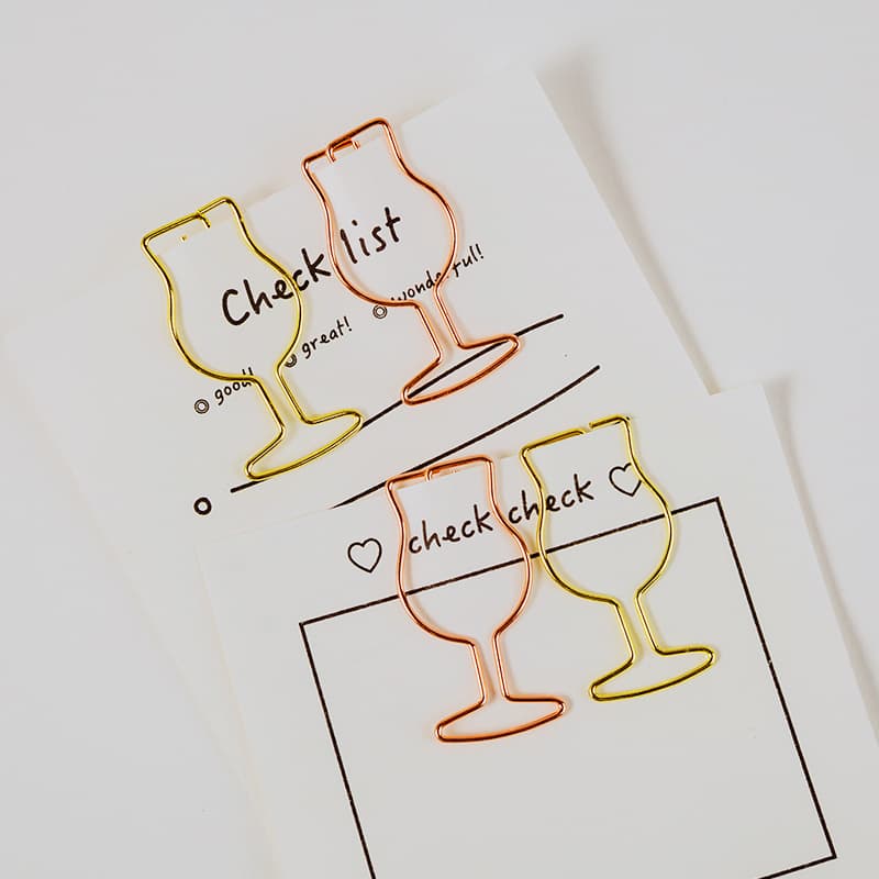 Creative wine glass, paper clip, cute cartoon metal special-shaped paper clip, bookmark clip, office stationery supplies wholesale