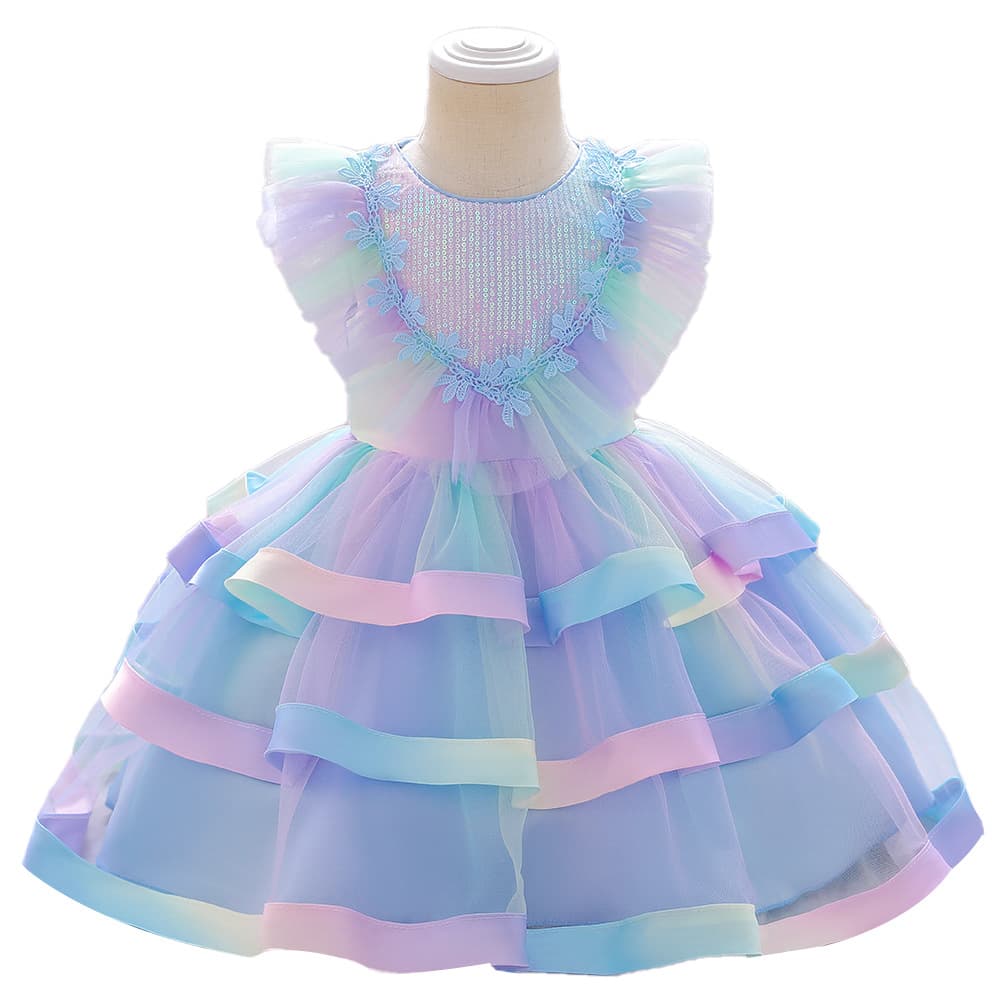 Amazon Girls Rainbow Cake Dress Baby Princess Dress Birthday Baby Dress Flower Girl Dress