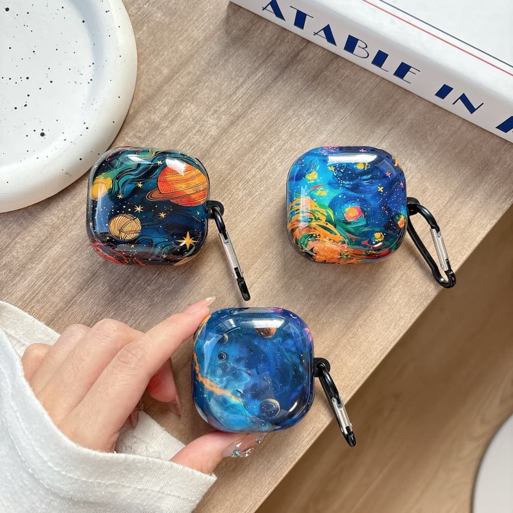 Starry Sky Gradient Earphone Case for Samsung Buds2 PRO, Samsung Buds Live Cartoon Protective Cover FE