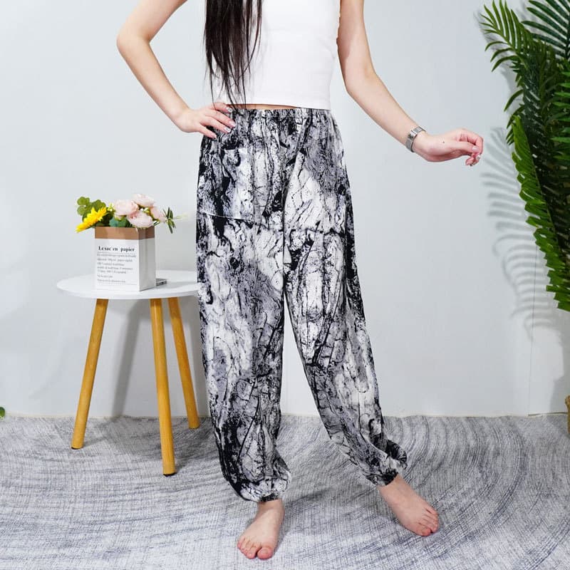 45 count cotton silk pocketed pajama pants summer cotton silk women's thin large size loose bloomers trousers