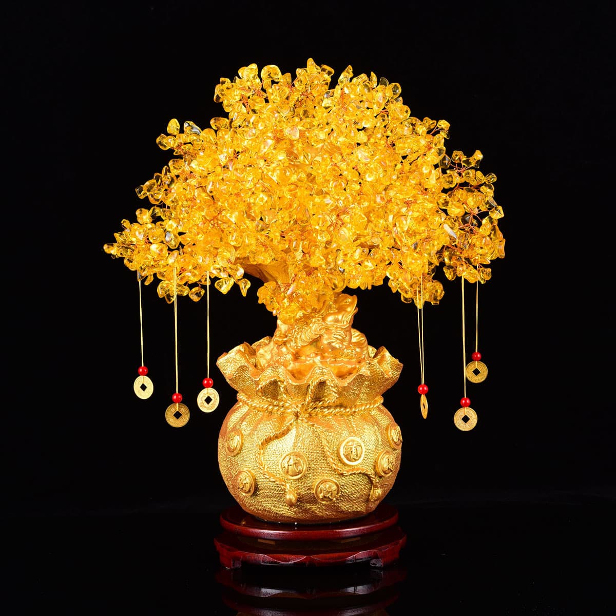 Natural Crystal Money Tree Wealth Bag Tree Business Art Gifts Ornaments Office Cultural Fortune Decorative Items