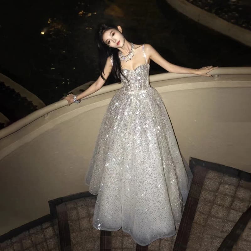 White French Evening Dress Women 2026 Spring New Host Elegant Art Exam Camisole Dress Factory Wholesale