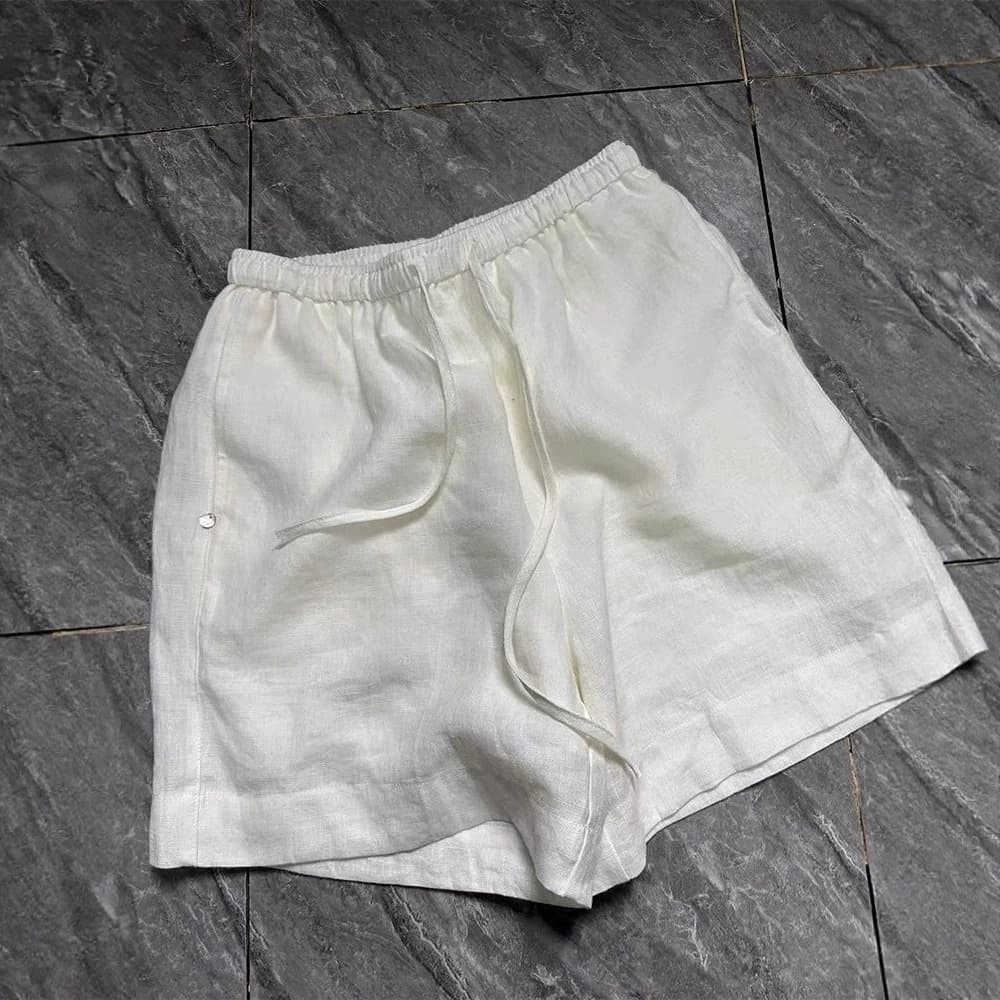 CHAO Level Recommended! Natural Old Money Style! White Linen Pants for Women Summer Outfit Heightening Breathable Cool Shorts