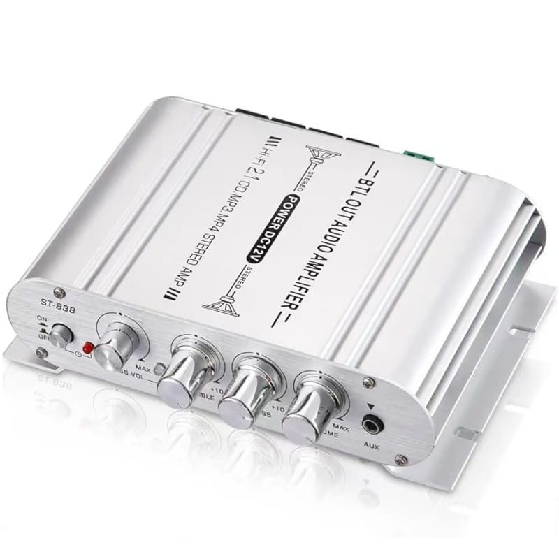 ST-838 Aluminum Alloy Small Amplifier with 2.1 Channel and Heavy Bass Output, Factory Wholesale