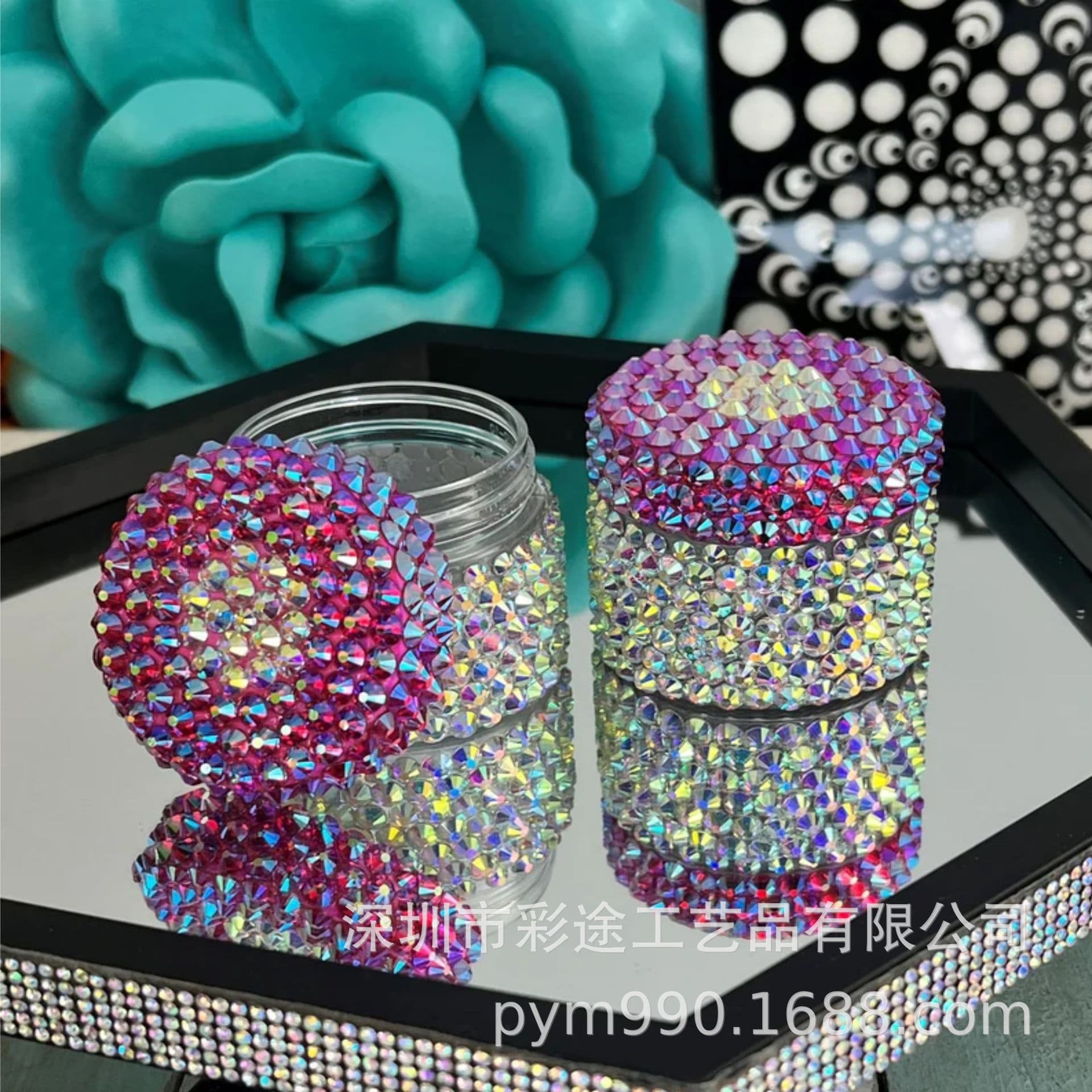 Rhinestone Decorated Cream Jar Water Emulsion Bottle Rhinestone Sticker Curling Iron Hair Clip Bottle Jar Shell Rhinestone Sticker Rhinestone Processing