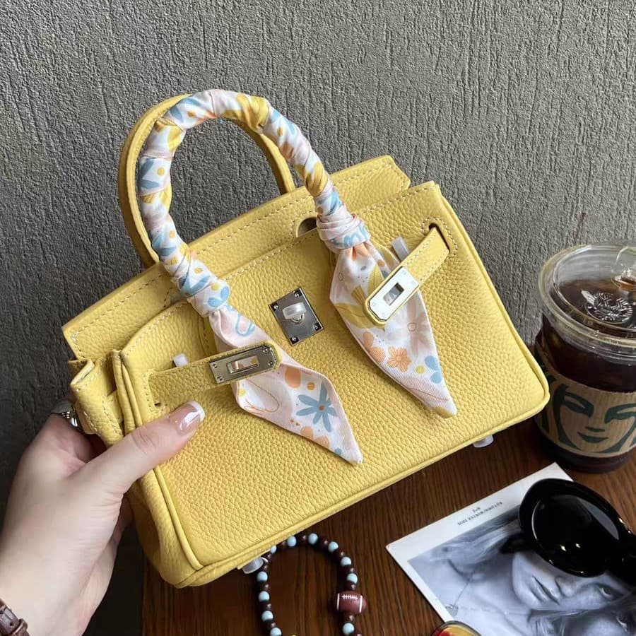 Litchi Pattern Platinum Bag Genuine Leather Handbag Large Capacity Kelly Bag Women's 2026 New Trendy Fashion Shoulder Bag