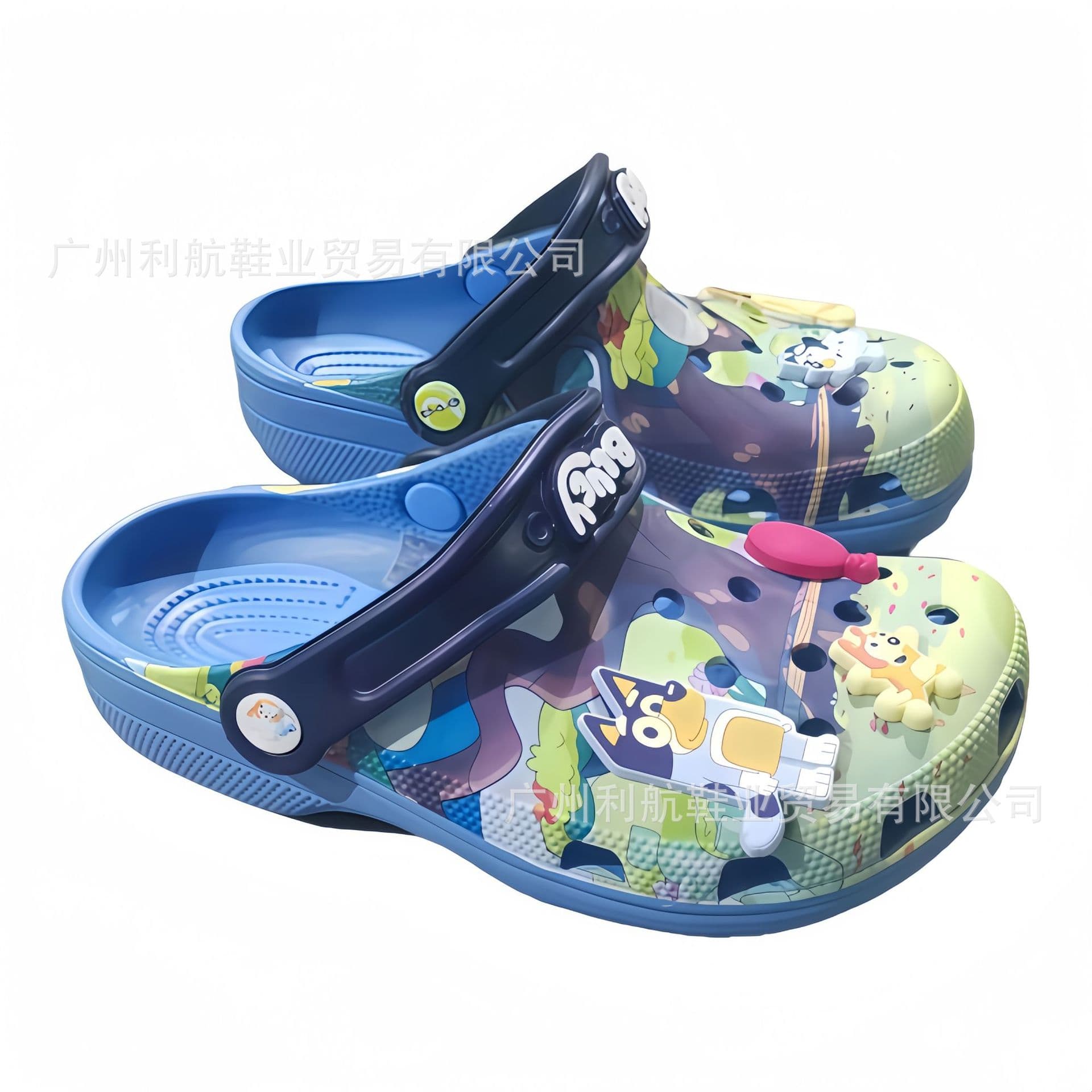 New Co-branded Bluey Cartoon Children's Croc Sandals Boys Girls Beach Shoes Soft Sole