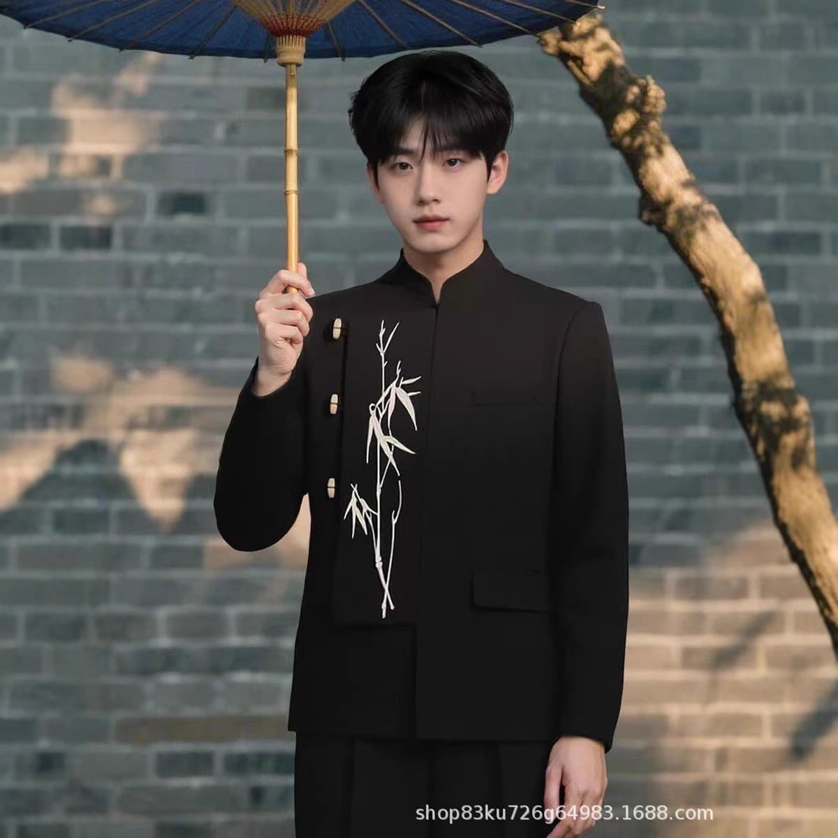 Jinzao new Chinese-style stand-up collar summer Zhongshan suit ten-thousand-needle gold bamboo embroidery suit set, groom's engagement wedding attire.