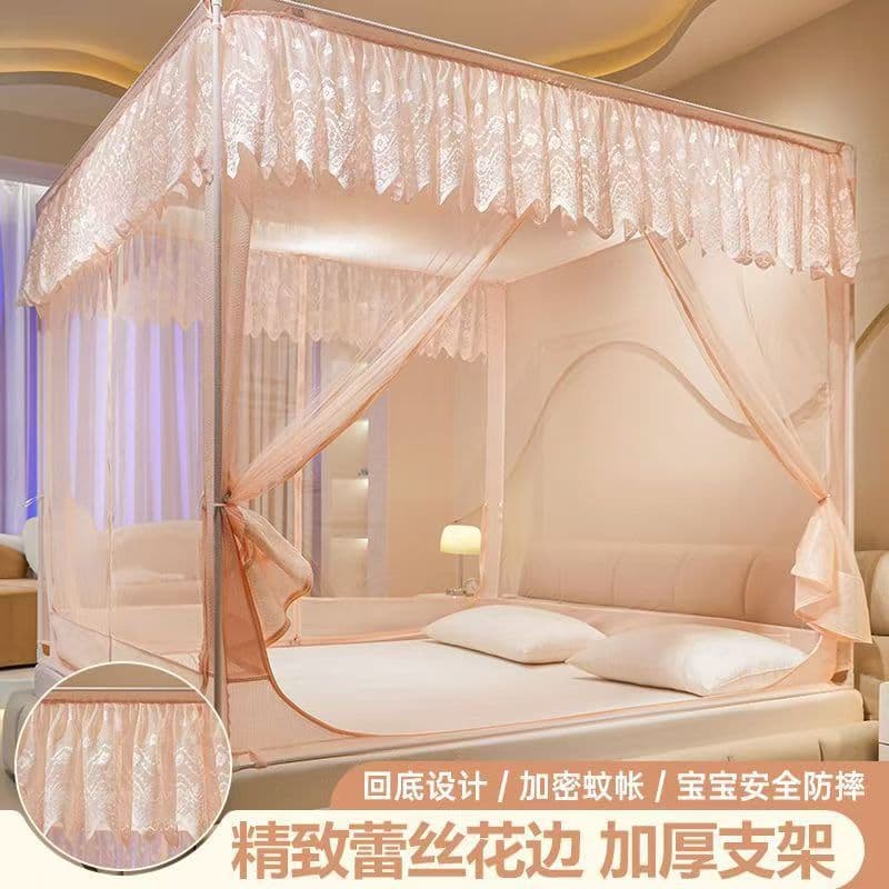 Class A children's anti-fall mosquito net for sitting on the bed, household bed sheet, three-door anti-mosquito net, single-piece net gauze bracket wholesale