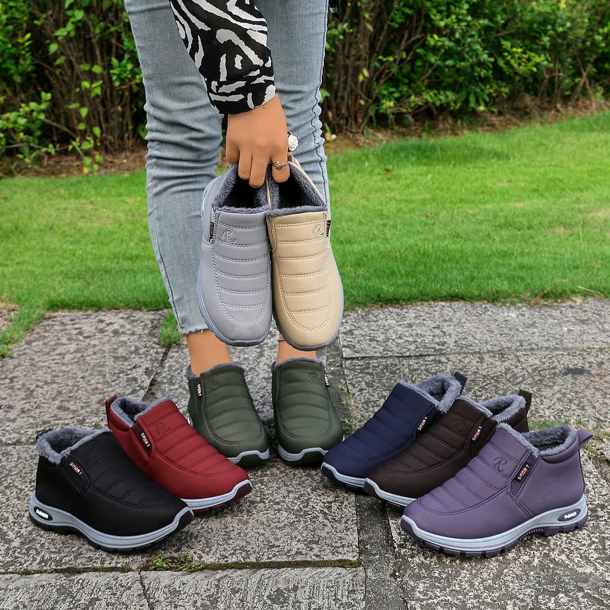 Winter New Fleece-Lined Thick Snow Boots Anti-Slip Flat Sole Middle-Aged Parents Warm Cotton Shoes Cross-Border Drop Shipping