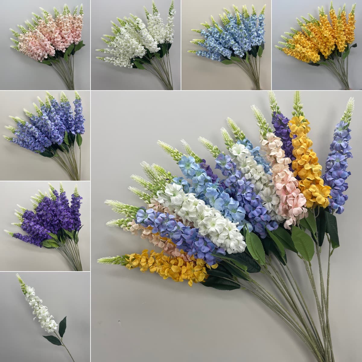 Artificial Single Stem Delphinium Flower for Wedding, Window Display, Shopping Mall, Banquet, Hotel, Restaurant Decoration, Fake Flower Wedding Decor