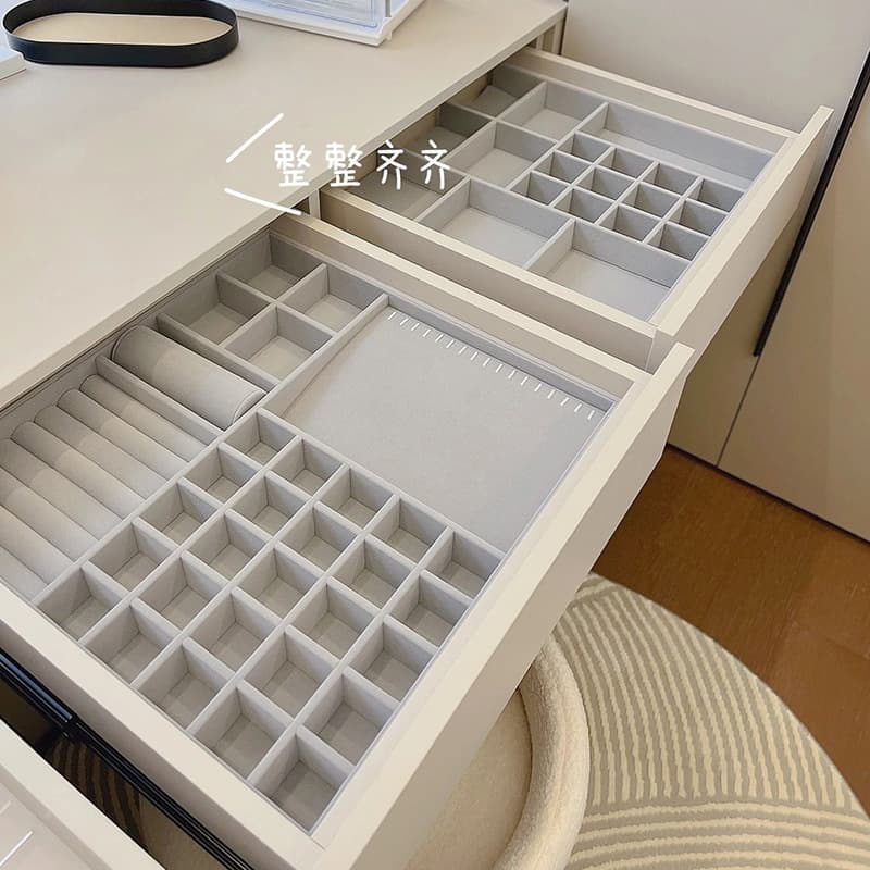 Jewelry Storage Box Velvet Lining Drawer Divider Tray for Necklaces, Earrings, Rings, and Bracelets - Dressing Table Organizer