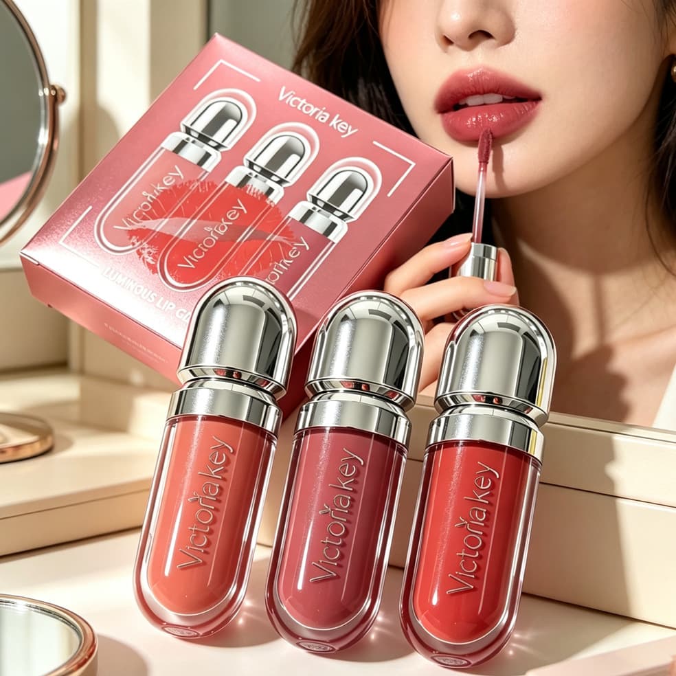 Cross-border Best-selling Matte Lipstick & Liquid Lipstick Set, Waterproof, Easy to Apply, Transfer-proof, 3-piece Lip Gloss & Lipstick Set