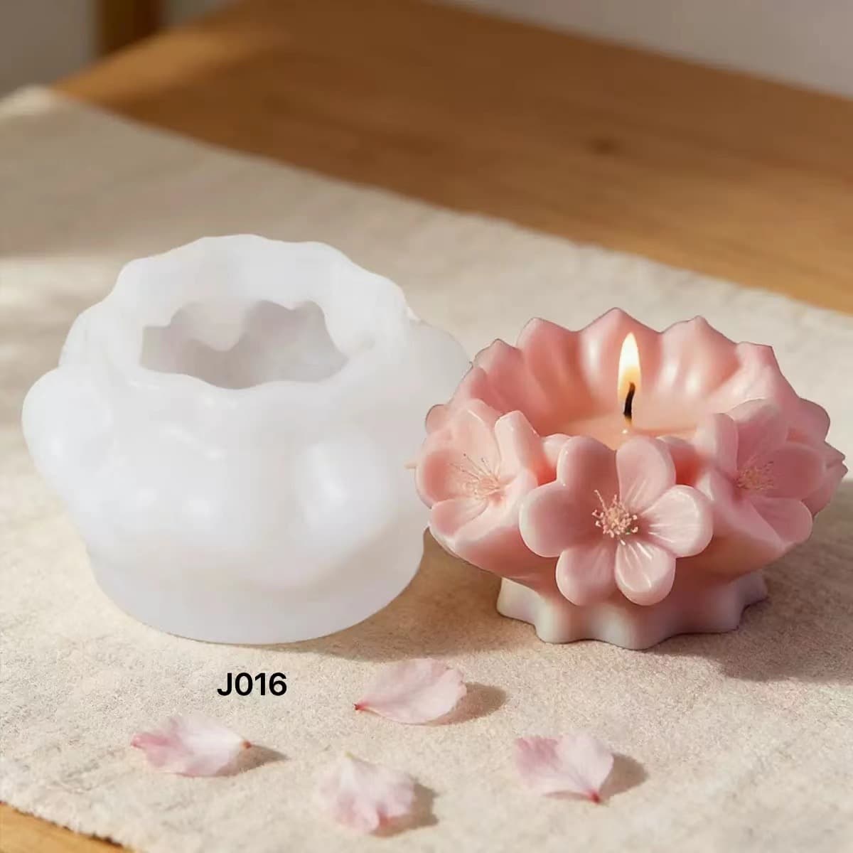 Cross-border cylindrical cherry blossom shape DIY handmade soap scented candle gypsum diffuser stone baking decoration silicone mold