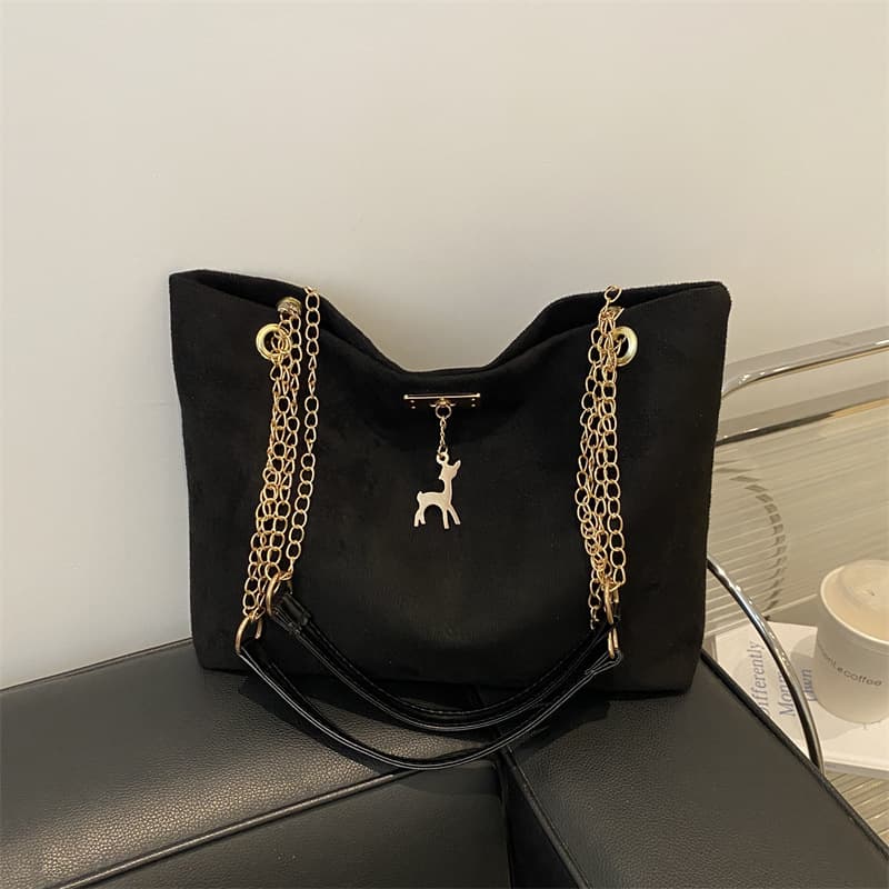 Vintage Commuter Textured Chain Shoulder Bag for Women 2024 Winter New Stylish Ins Underarm Bag Tote Bag for Women