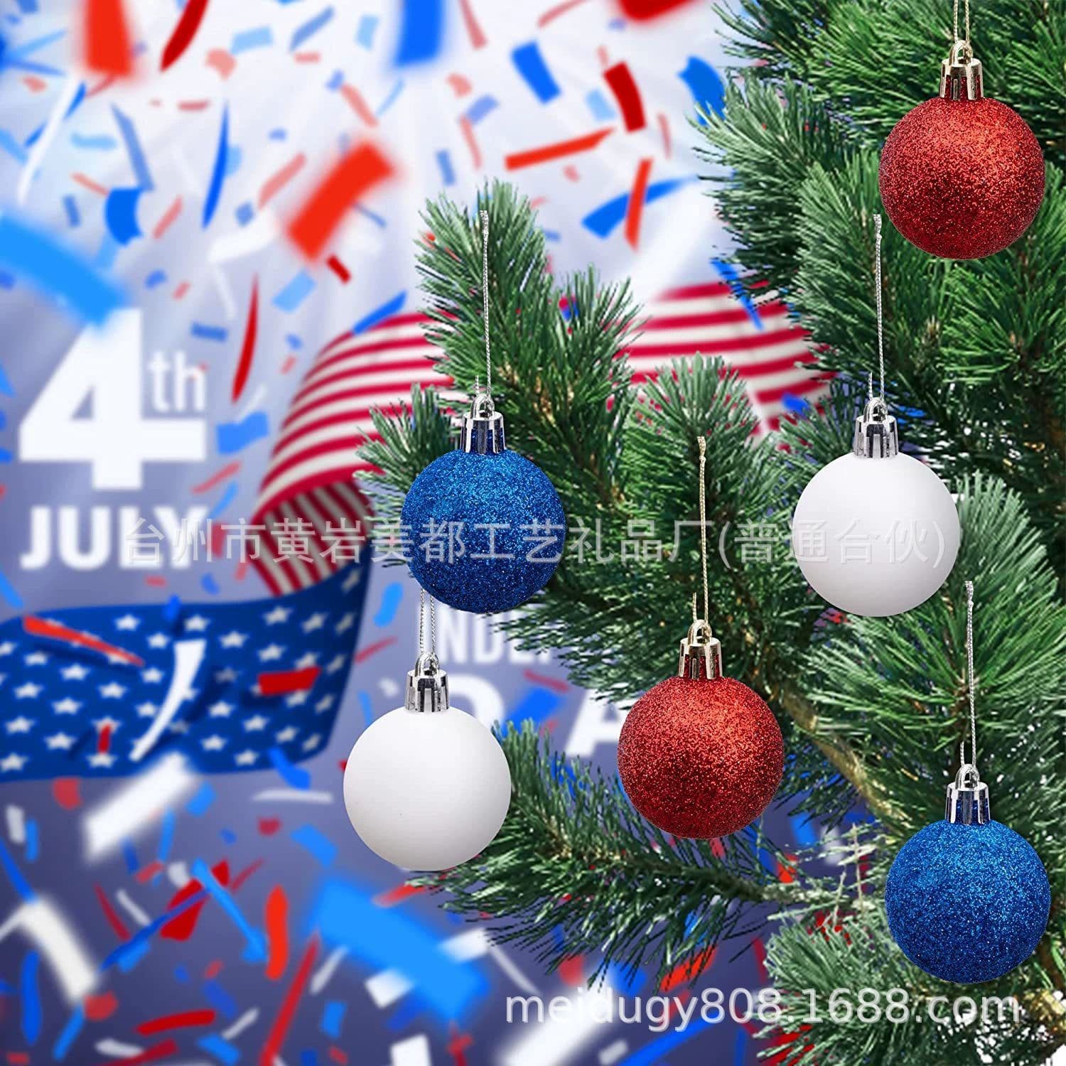 American Independence Day Decorations 6CM American Flag Christmas Ball American Fourth of July Patriotic Ball Pendant