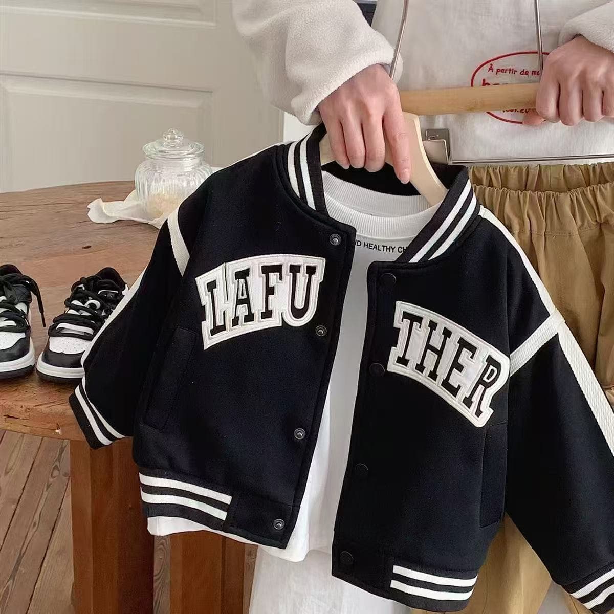 Boys Baseball Uniform Lettered Single-breasted Jacket Spring and Autumn Type Children's Spring Breathable Baby Jacket