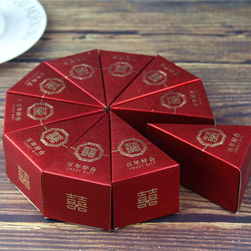 Engagement Wedding Candy Box Cake Box Chinese Style Round Paper Box Triangular Candy Box Round Disc Shape Creative