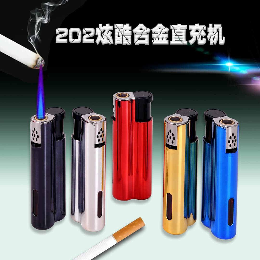 Metal Lighter Manufacturer Wholesale Custom Disposable Direct-Impulse Blue Flame Windproof Lighter Advertising Print Engraving Carving