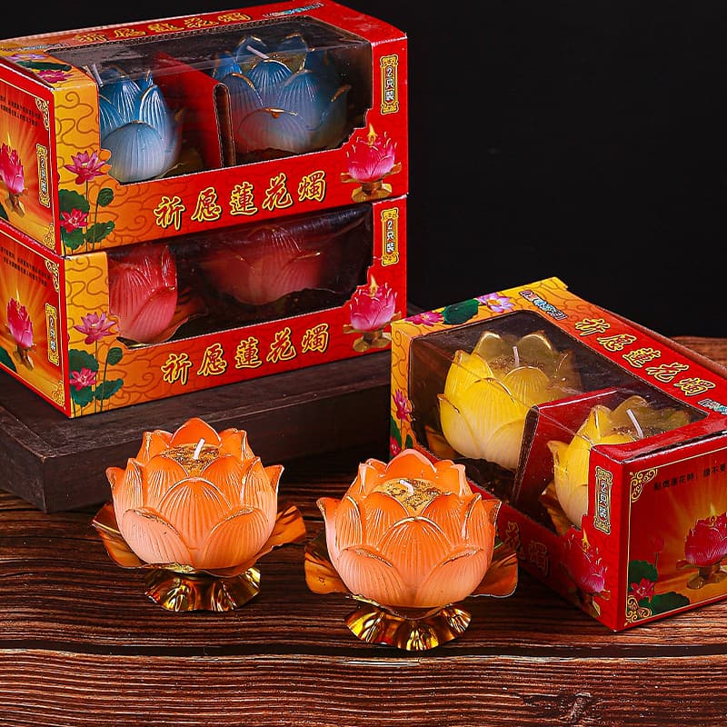Lotus candle manufacturers wholesale supplies, temple lamps, butter lamps, green-footed lotus candles