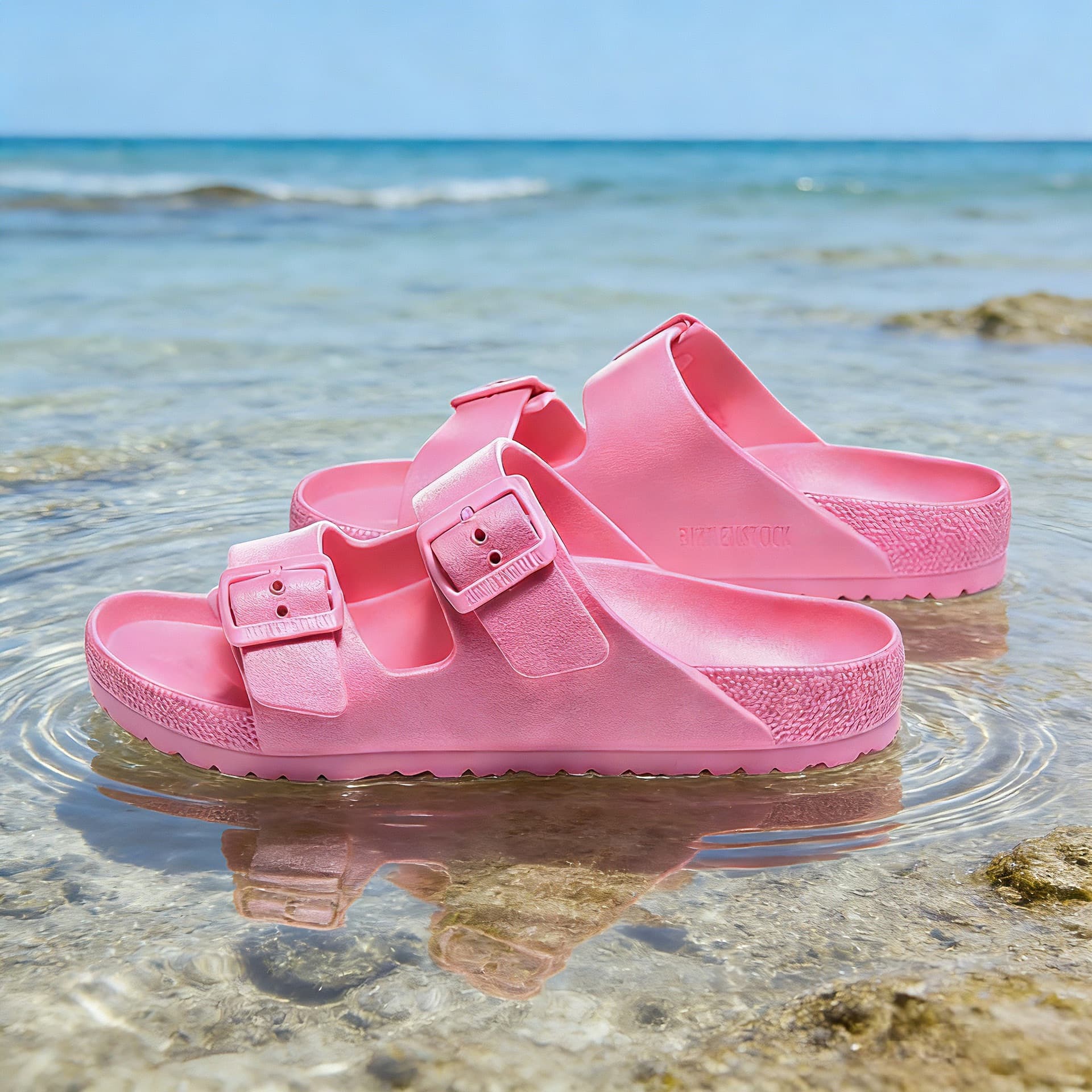 Foreign trade Birkenstock shoes for women Arizona summer outer wear double-button EVA sandals waterproof non-slip ultra-light beach slippers for men