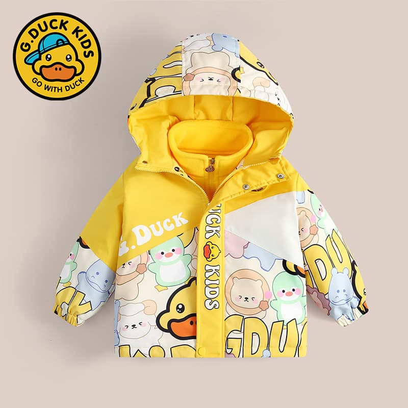 Authentic Little Yellow Duck Children's Down Jacket Windbreaker 2024 Two-piece Set Boys and Girls 3-in-1 Windproof Warm Outerwear