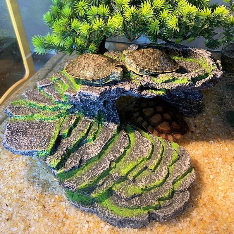Turtle climbing platform, turtle shelter, turtle tank, landscaping ornaments, turtle cave, shelter cave, fish tank, resin turtle platform