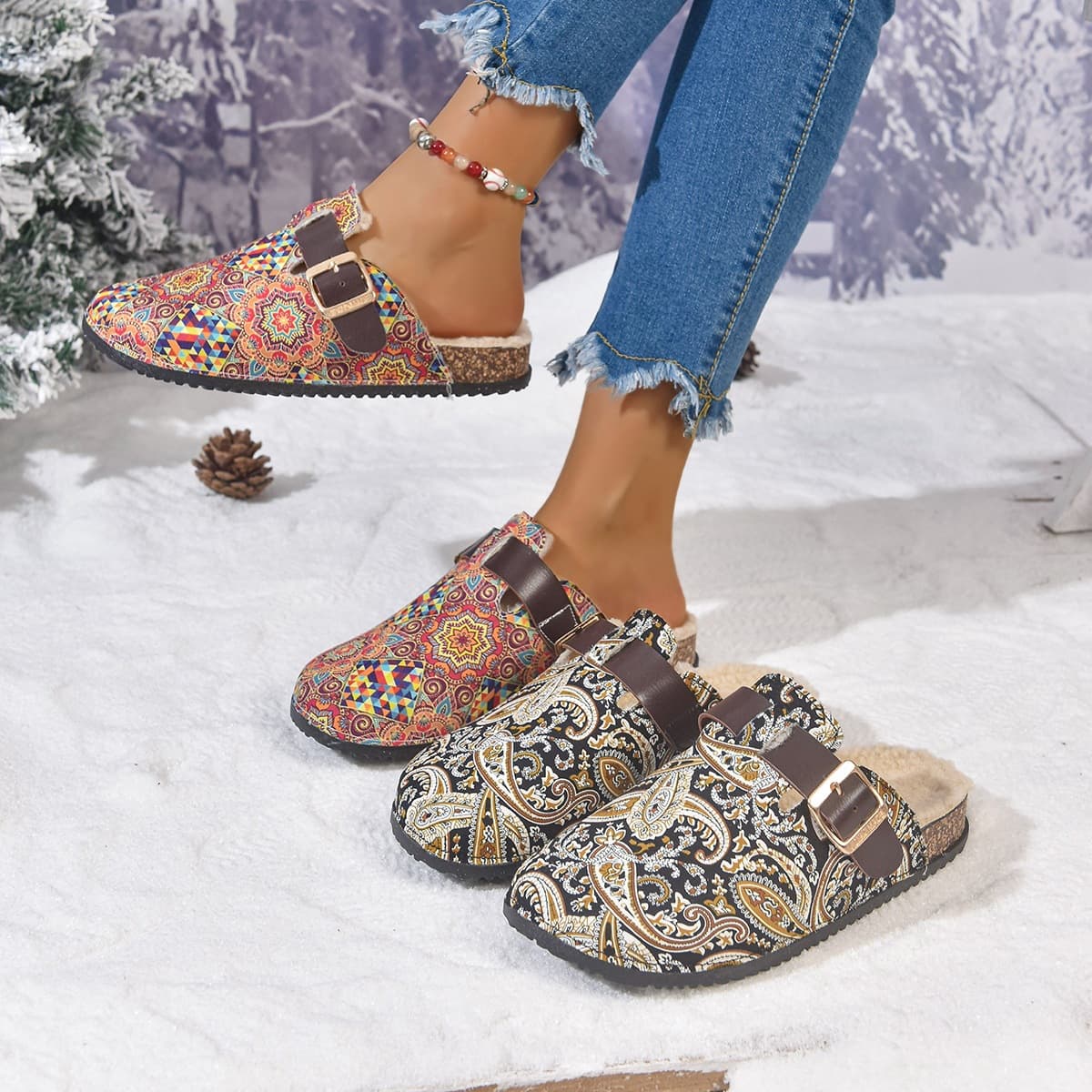 Large Size Flat Sandals 2025 Summer New Printed Toe-Loop Boho Ethnic Style Women's Sandals