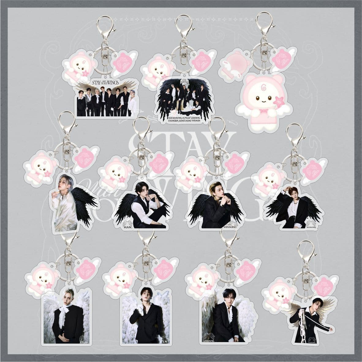 26 years stray kids acrylic keychain stay with your wings bag pendant accessories