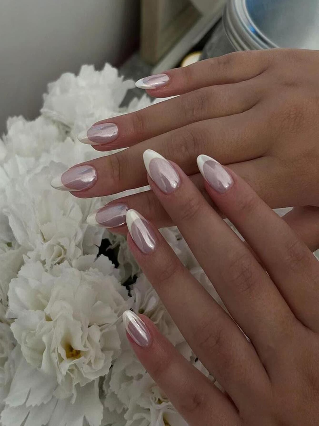 Cross-border Ins Style Handmade Nail Tips, Gentle and Pure French Diamond Design, False Nails Nail Stickers