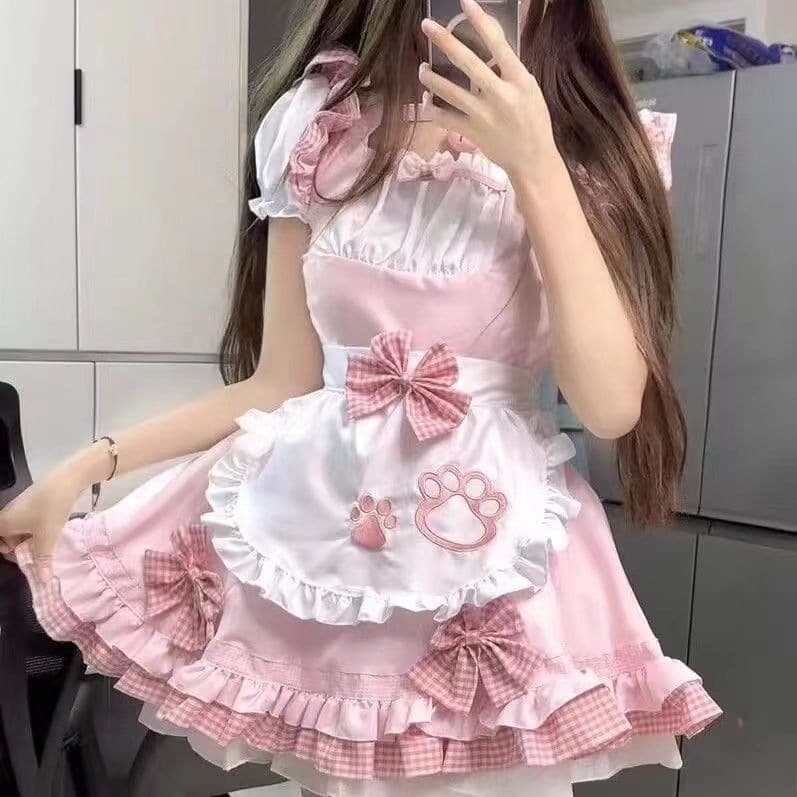 Cute Maid Outfit Soft Girl Cosplay Cat Costume Lolita Dress Maid Set Japanese Anime Style