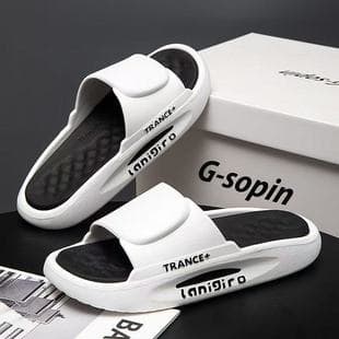 Summer Indoor/Outdoor Men's Slippers Couple Non-Slip Bathroom Sandals Thick Soft Sole One-Strap Men's Fashion
