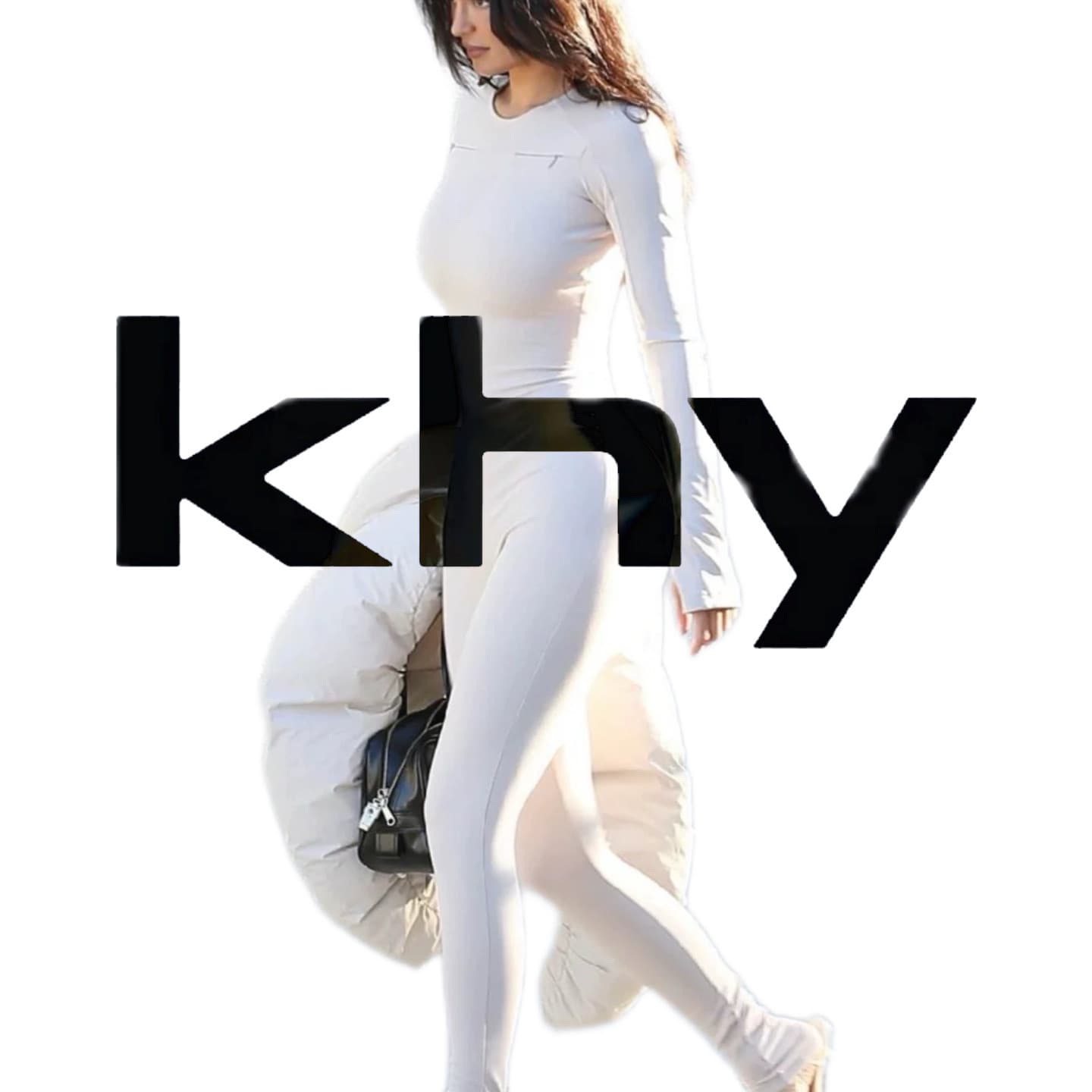 Kylie's Same Style~Khy Long-Sleeved Long-Pants Round-Neck Slim-Fit Jumpsuit, Hot Girl Inner Wear, Warm Ski Suit for Women